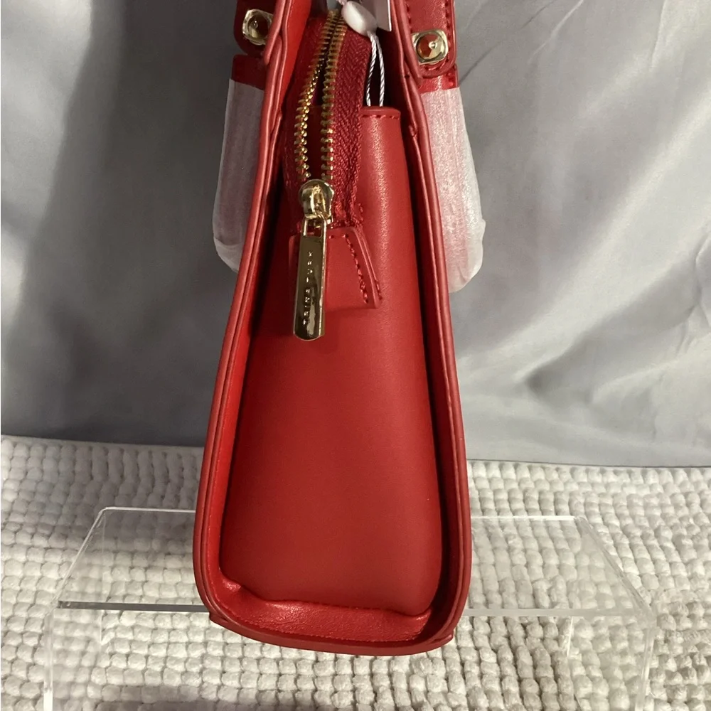 Trina Turk Red Petite Satchel Double Handles & Crossbody Strap NEW